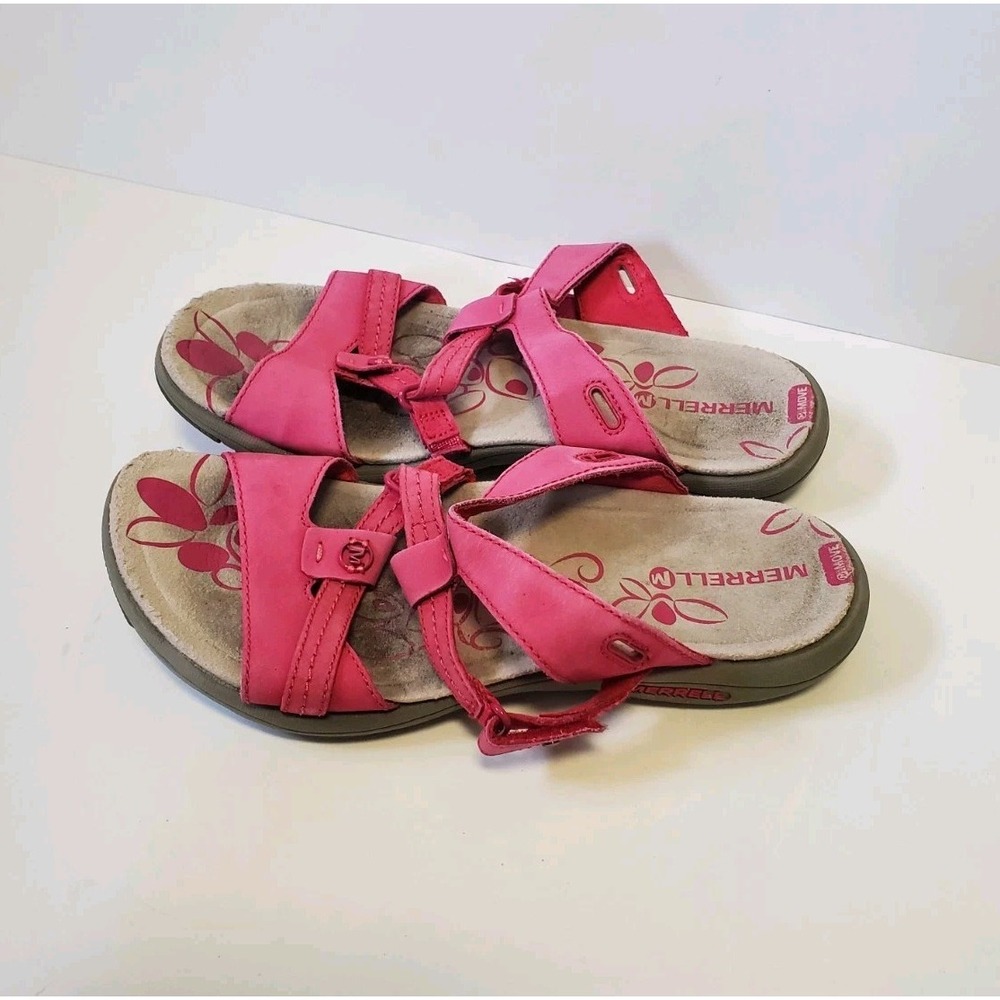 Merrell Swivel Strappy Adjustable Slide Sandals Womens Sz 8 J53242 Red Rose READ